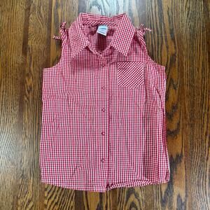 Old Navy Girls Red and White Sleeveless Gingham Shirt Western Cowgirl Size 4T